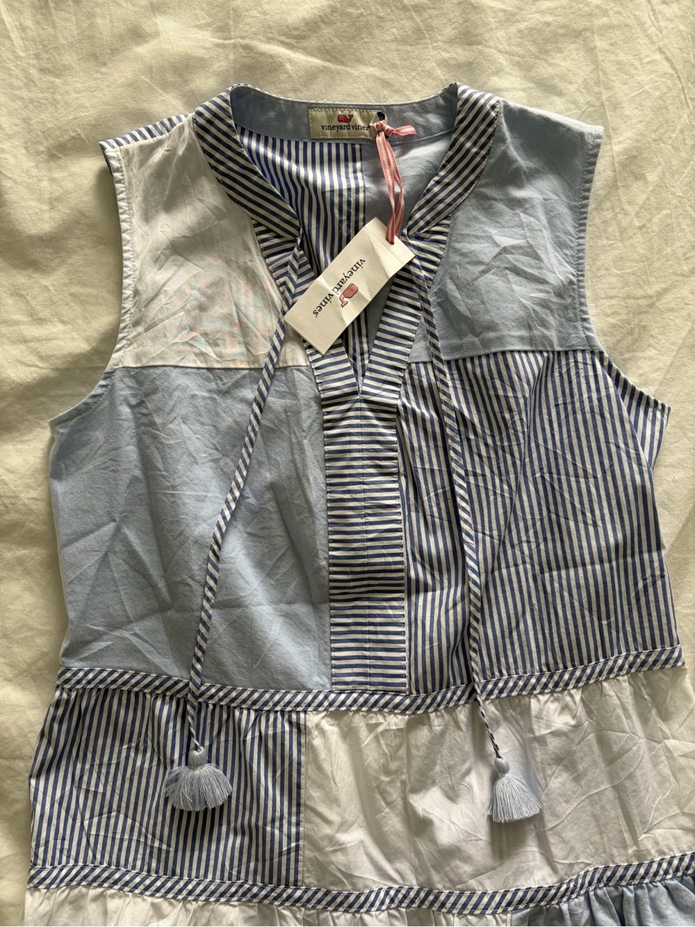 Vineyard Vines Women’s Striped Peplum Tank with Tassel Tie - Picture 6 of 11